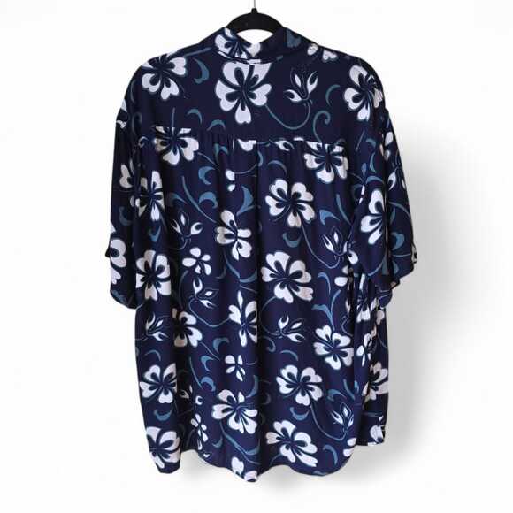 Dreamland Men's Hawaiian Shirt Size L Navy Handmade in Indonesia Rayon Vacation - Picture 5 of 7